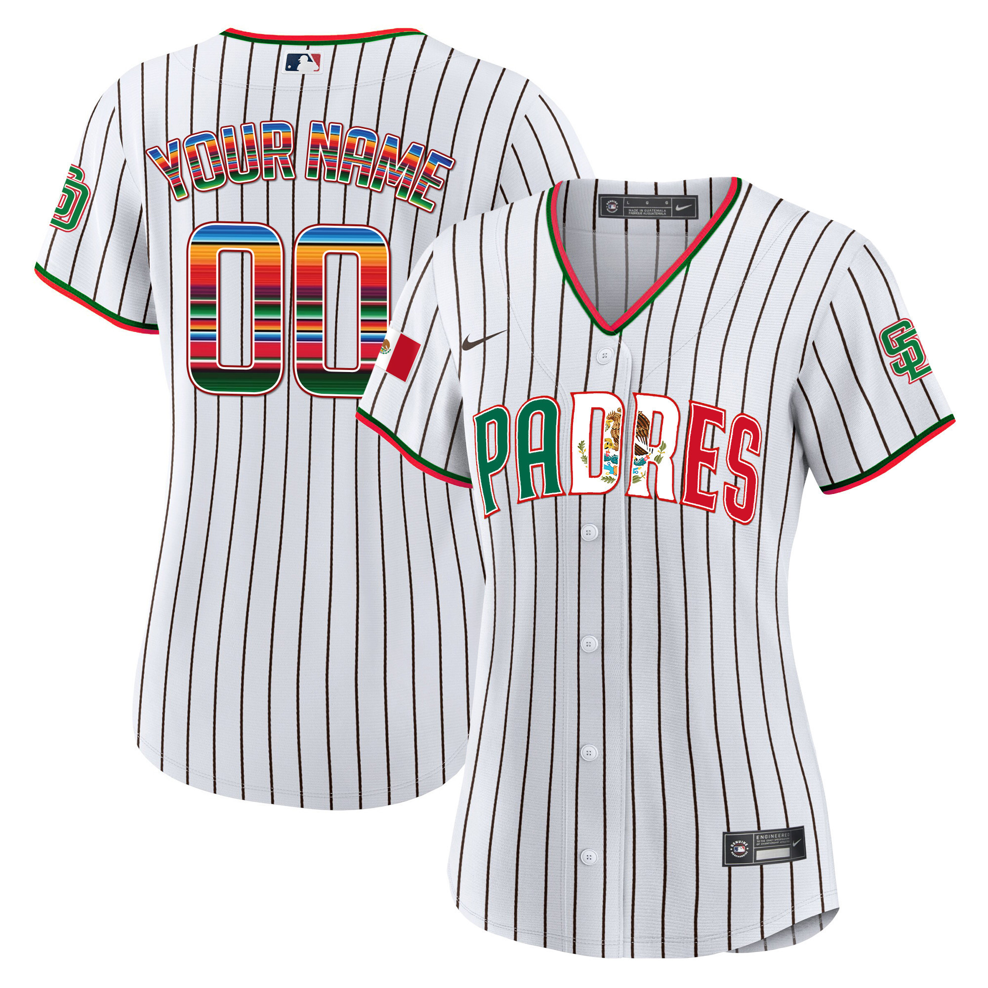 San Diego Padres Mexico Cool Base Limited Custom V2 Pinstripe Jersey