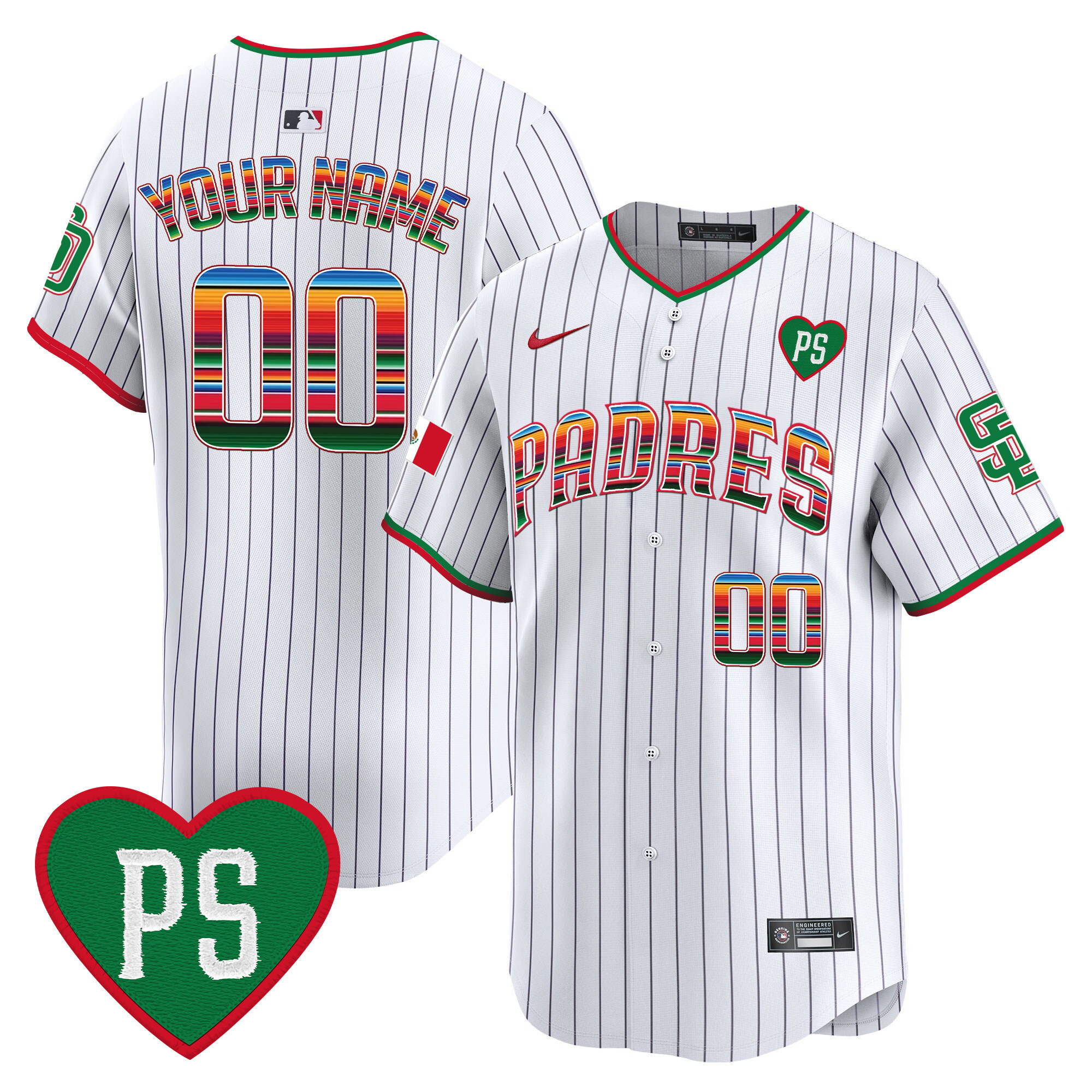 San Diego Padres Mexico "For Peter" Patch Vapor Premier Limited Custom Pinstripe Jersey