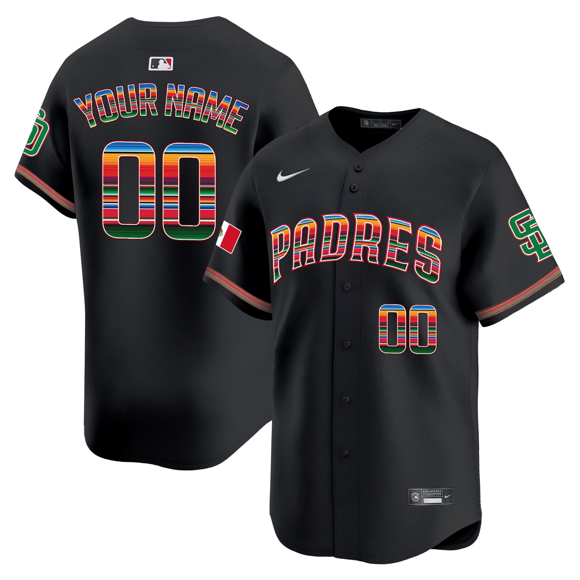 San Diego Padres Mexico Premier Limited Custom Black Jersey