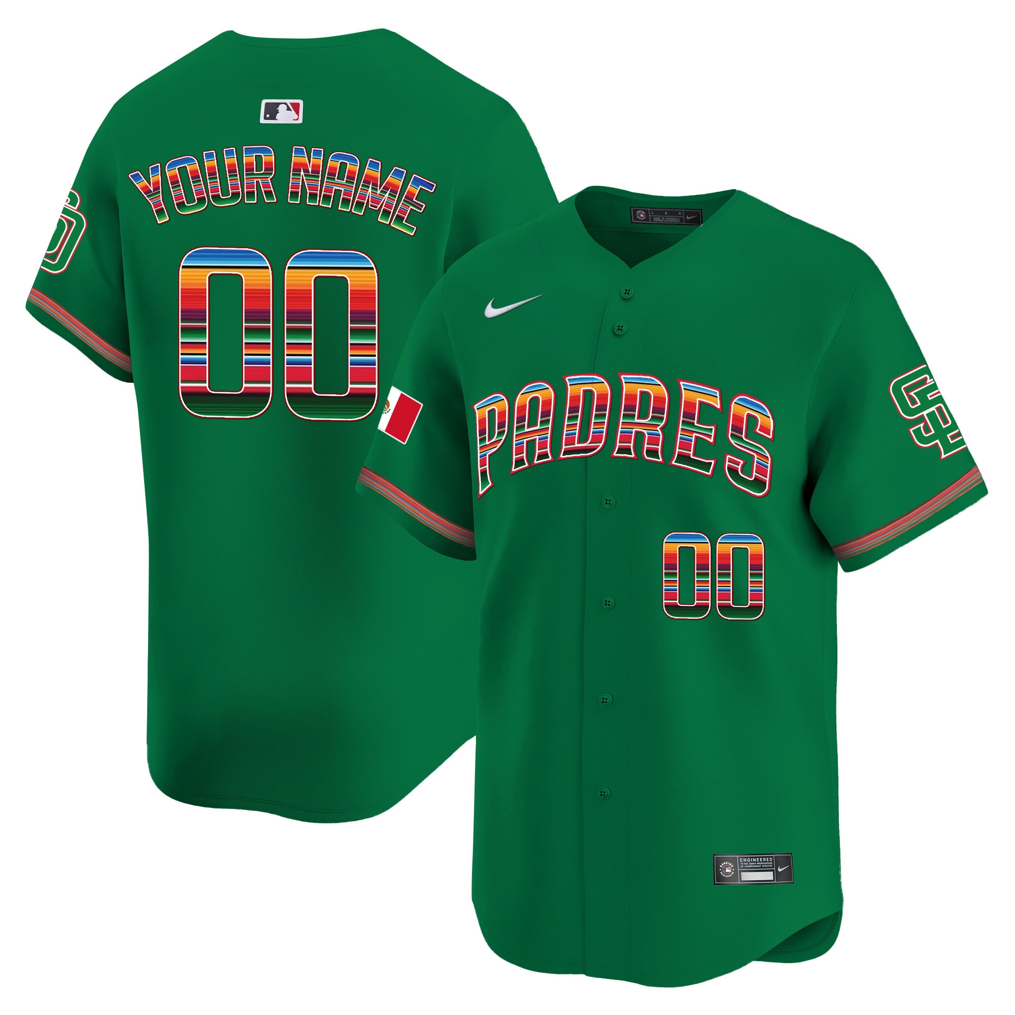 San Diego Padres Mexico Premier Limited Custom Green Jersey