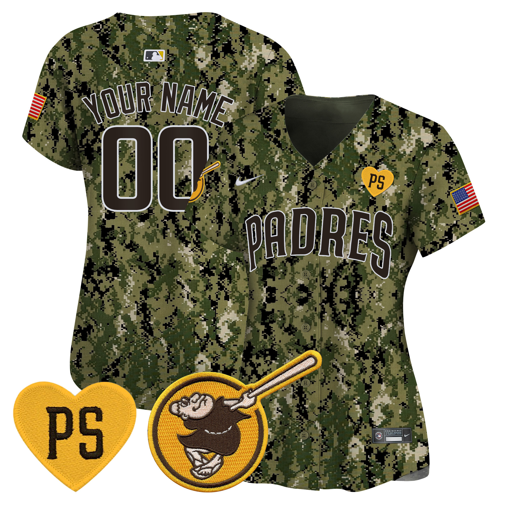 San Diego Padres USMC Alternate Vapor Premier Limited Custom Woodland Jersey