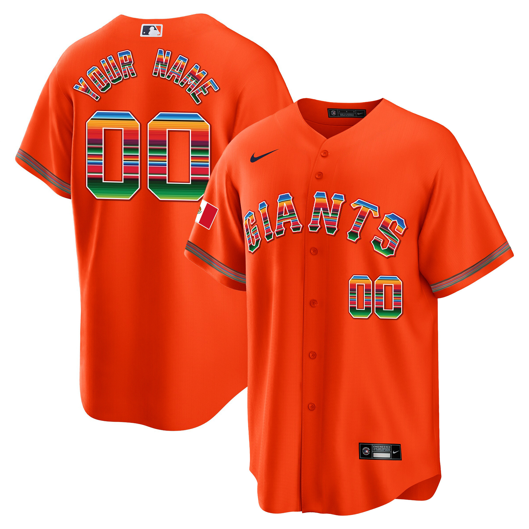 San Francisco Giants Mexico Cool Base Limited Custom Orange Jersey