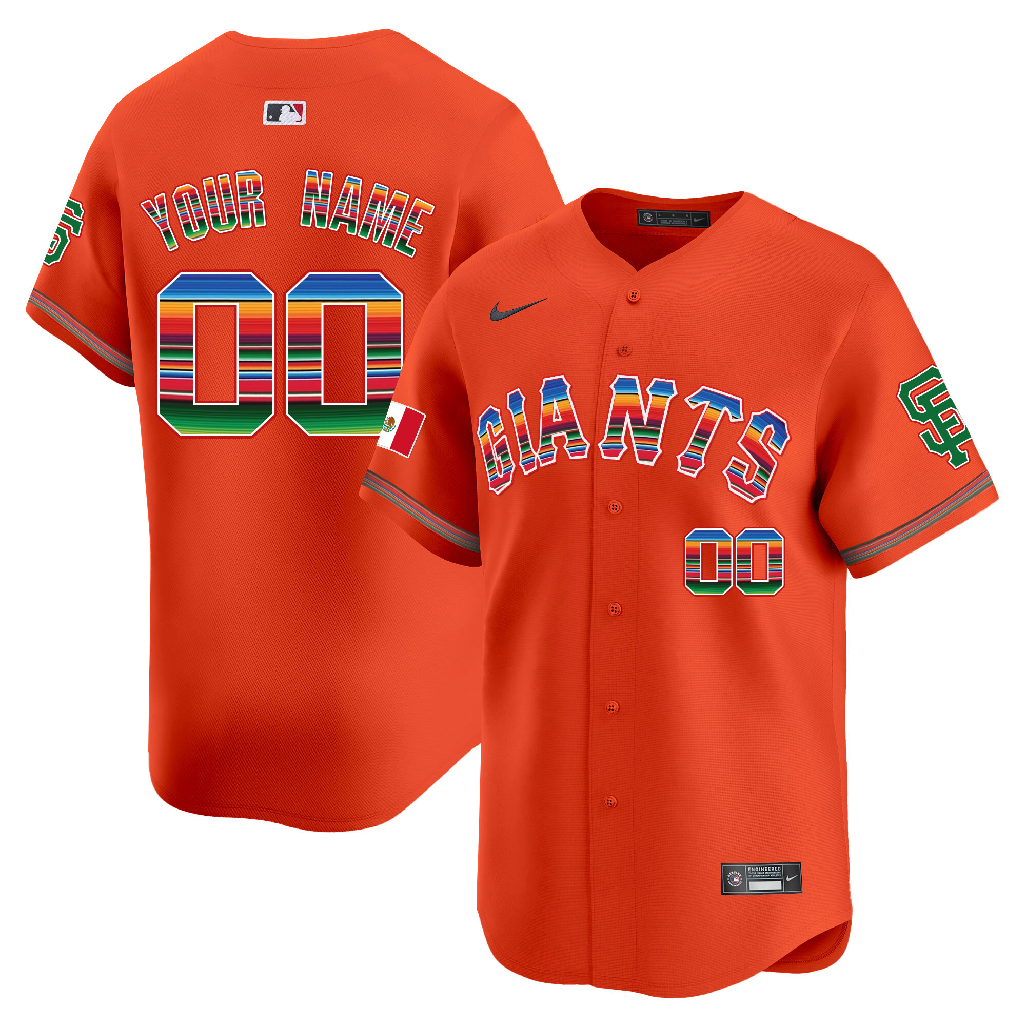 San Francisco Giants Mexico Vapor Premier Limited Custom Orange Jersey