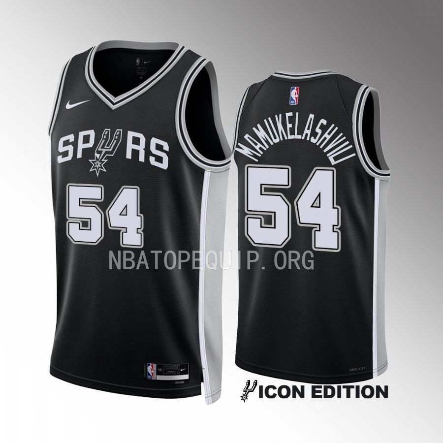 Sandro Mamukelashvili San Antonio Spurs #54 Black Jersey Icon Edition Swingman