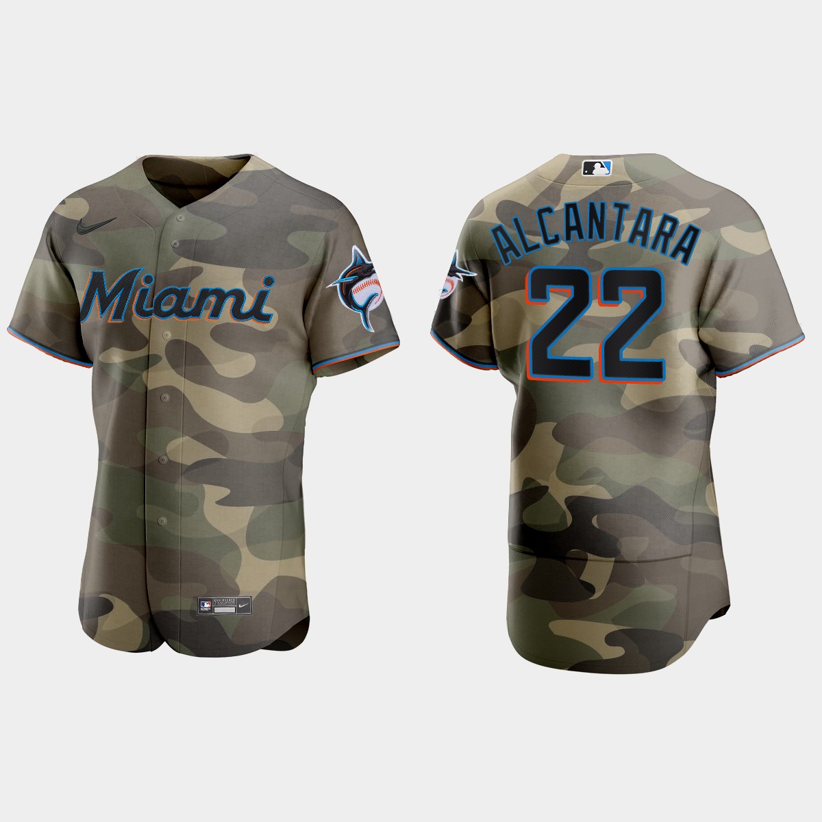 Sandy Alcantara Miami Marlins National Armed Forces Day Jersey - Camo