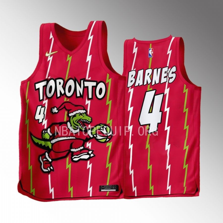 Scottie Barnes Toronto Raptors Red #4 Jersey The Grinch Holiday Gift