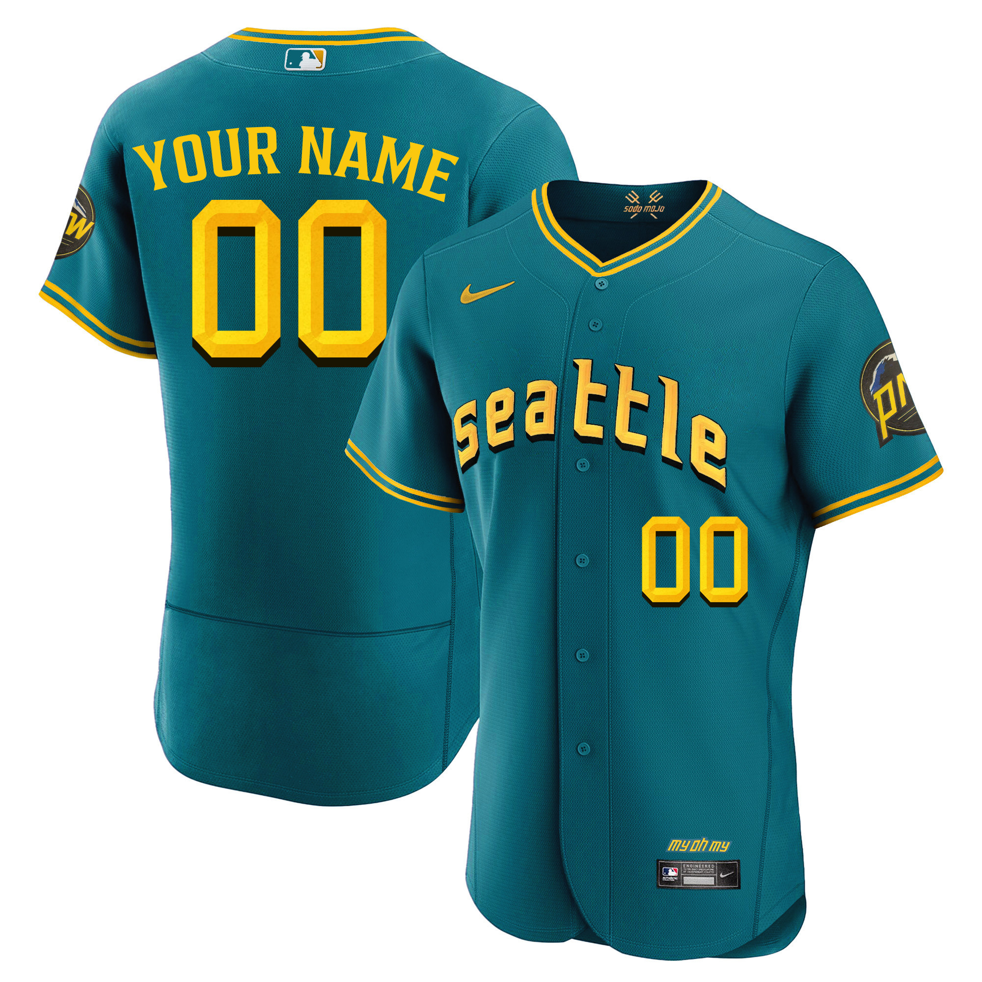 Seattle Mariners City Connect Fan Made Edition Custom Flex Aqua Jersey