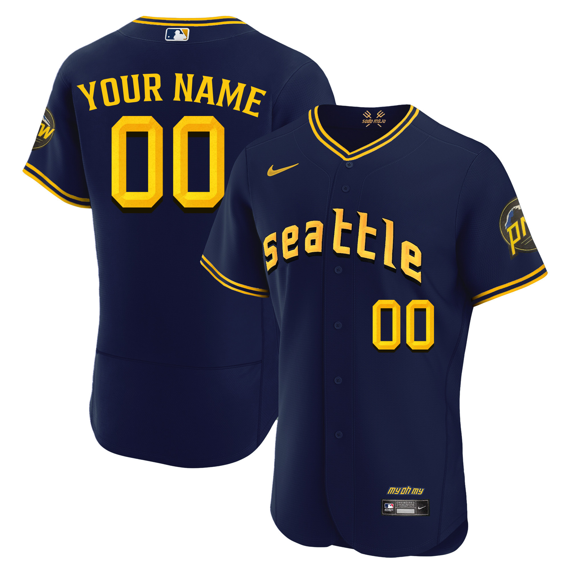 Seattle Mariners City Connect Fan Made Edition Custom Flex Navy Jersey