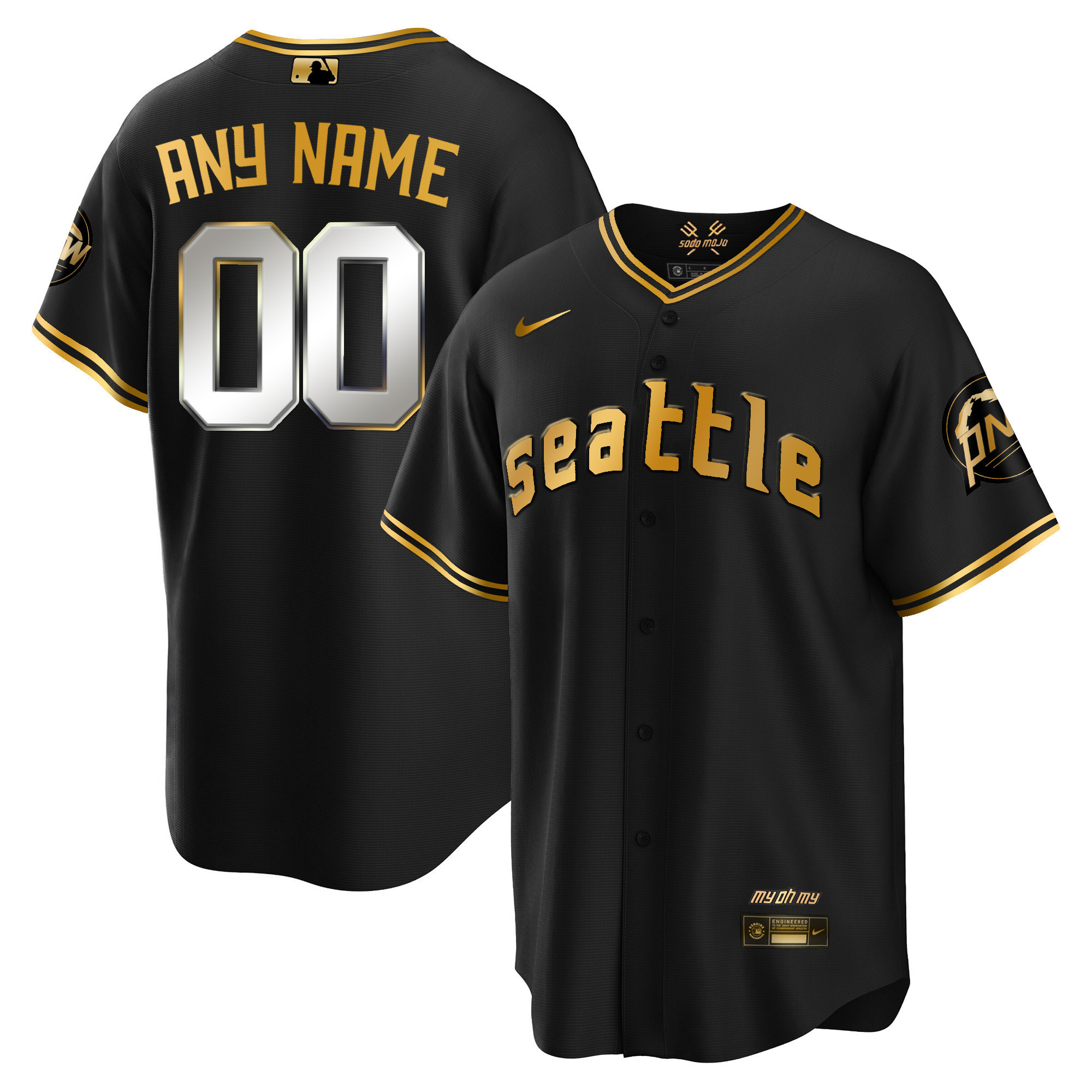 Seattle Mariners City Connect Gold Custom Cool Black Gold Jersey