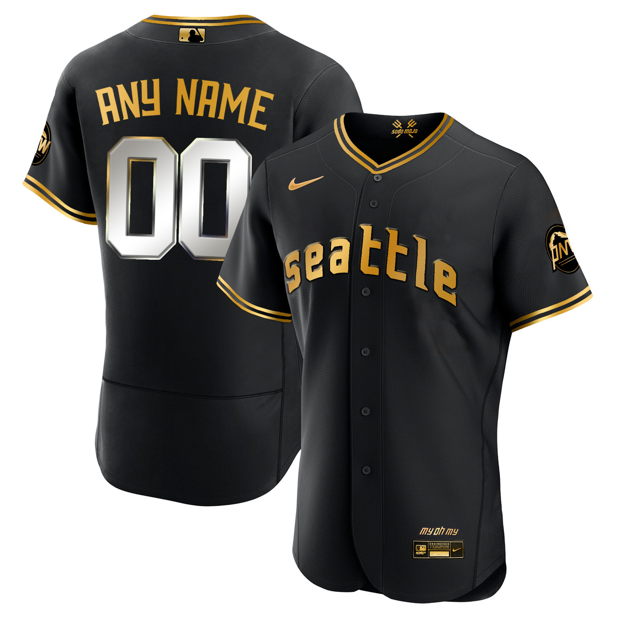 Seattle Mariners City Connect Gold Custom Flex Black Gold Jersey