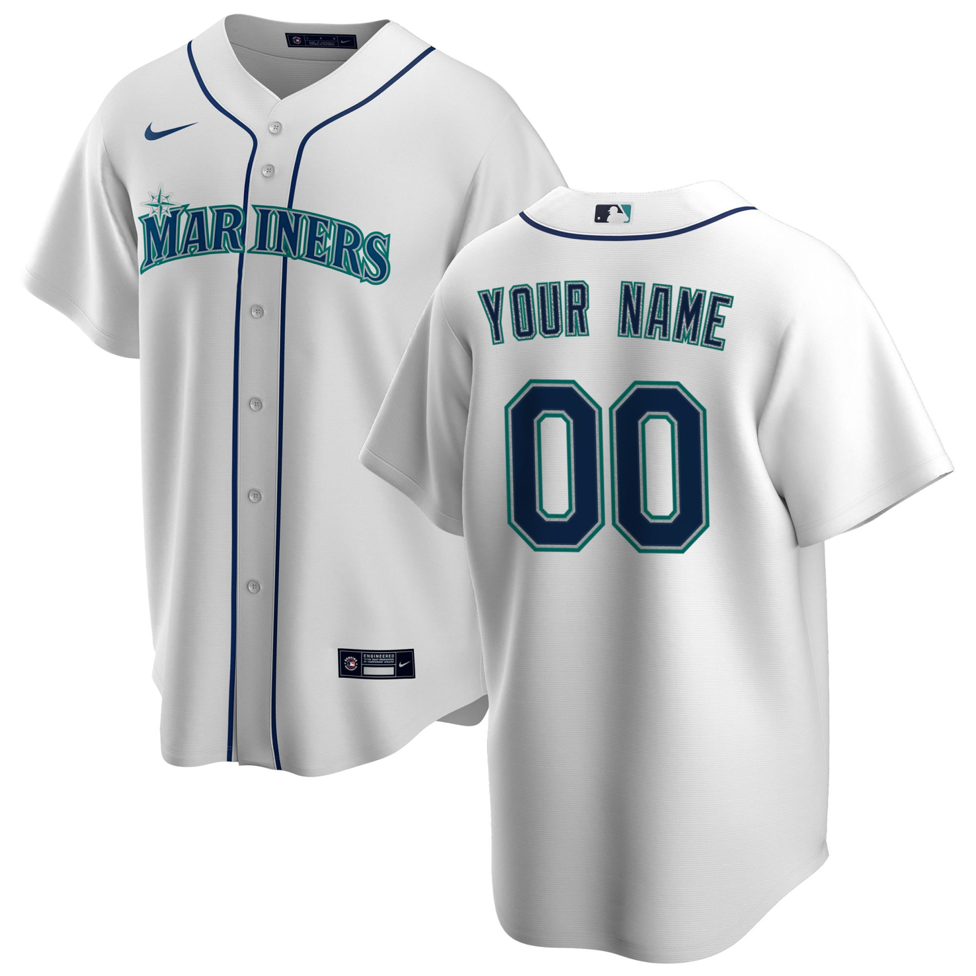Seattle Mariners Home Replica Custom Jersey - White Custom Jerseys 