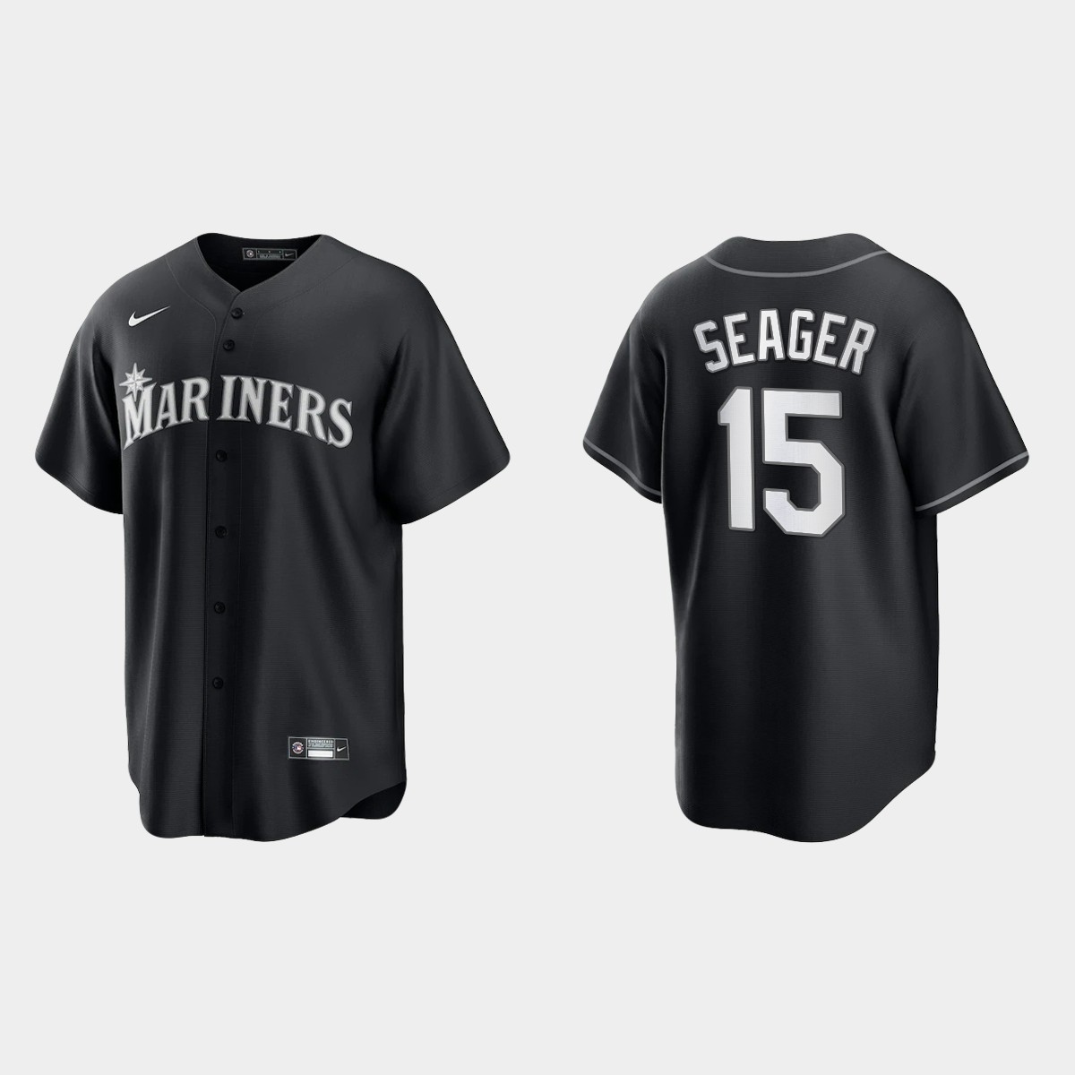 Seattle Mariners Kyle Seager  All Black Fashion Jersey - Black White