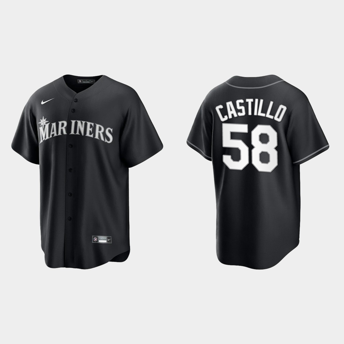 Seattle Mariners Luis Castillo Jersey - Black White
