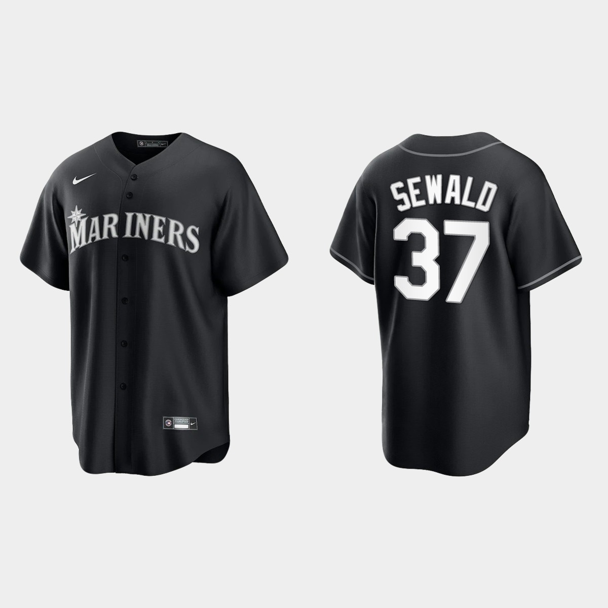 Seattle Mariners Paul Sewald Jersey - Black White