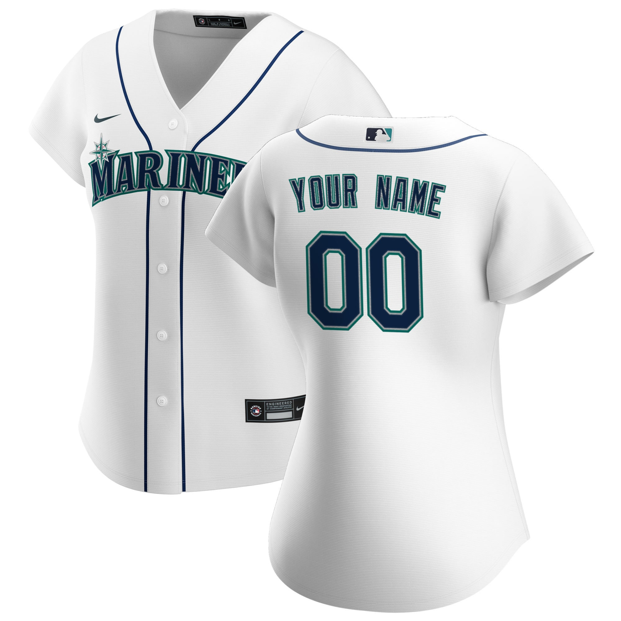 Seattle Mariners Womens Home Replica Custom Jersey - White Custom Jerseys Ver 1