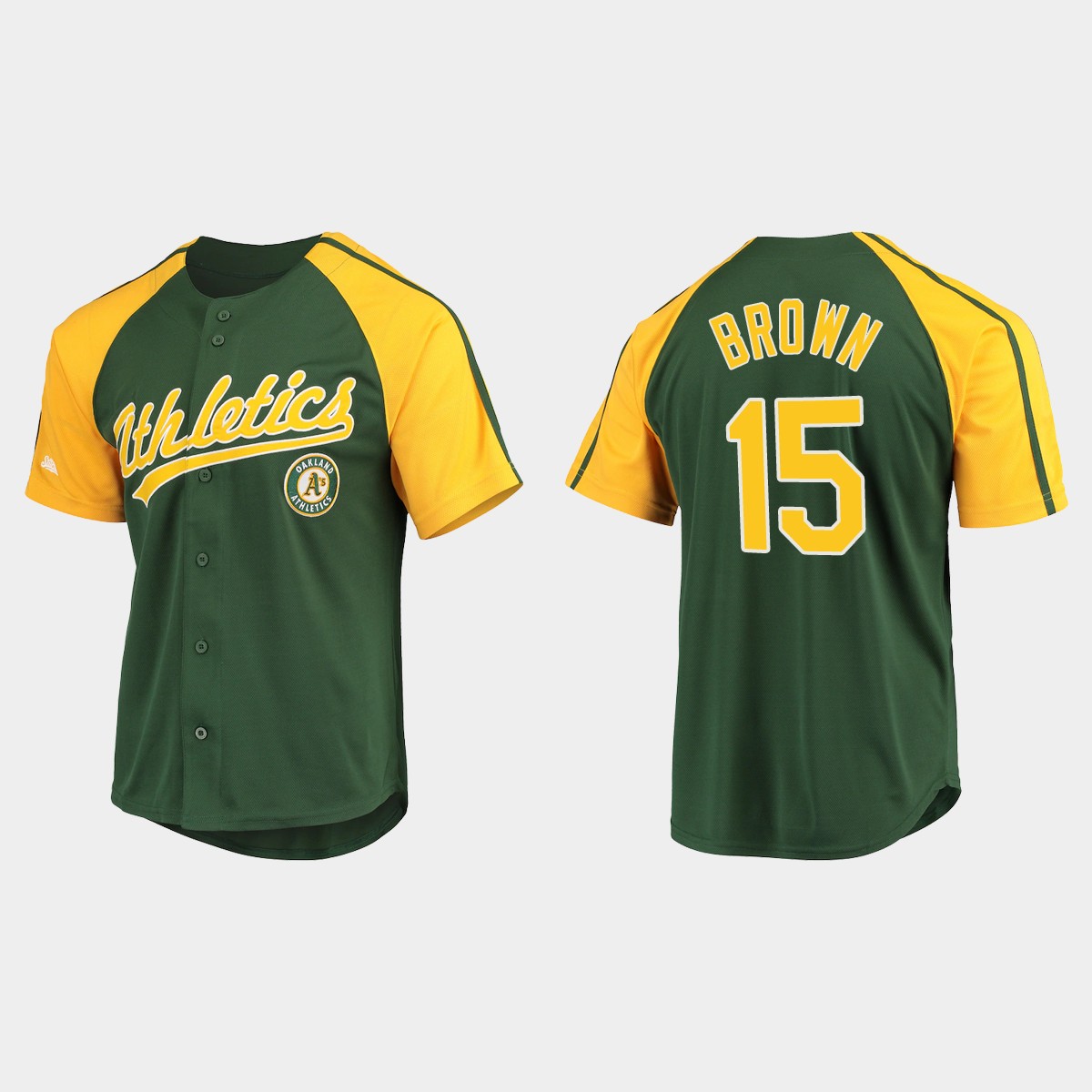 Seth Brown Oakland Athletics Button-Down Raglan Jersey - Green