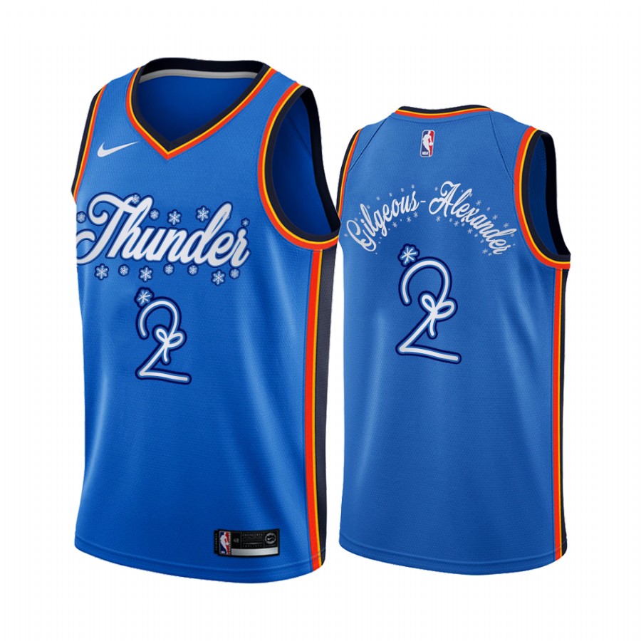 Shai Gilgeous-Alexander Oklahoma City Thunder Christmas Night Blue Jersey Festive Special Edition