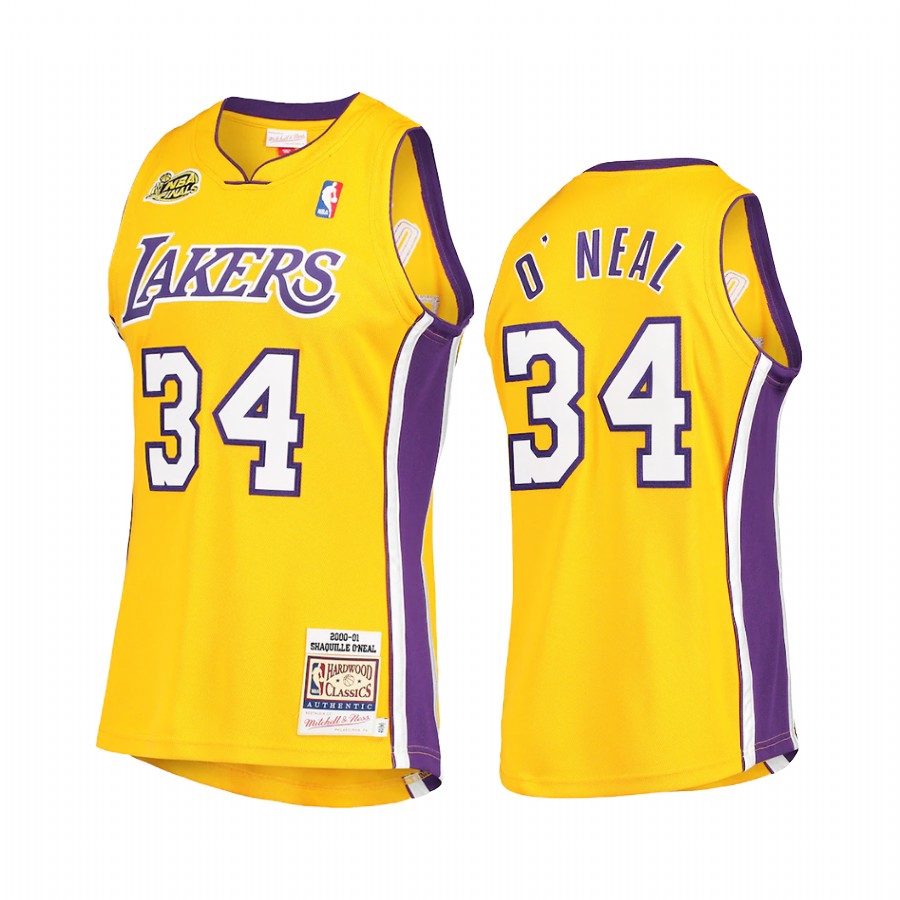 Shaquille O'Neal #34 Los Angeles Lakers 2000 Finals Jersey Gold