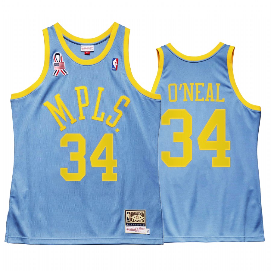 Shaquille O'Neal 34 Los Angeles Lakers MPLS Throwback Blue Jersey Minneapolis 5x championship