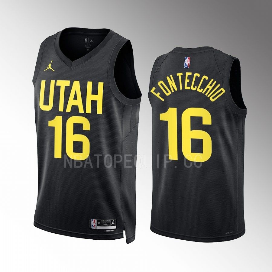 Simone Fontecchio Utah Jazz Black #16 Statement Edition Jersey Remix