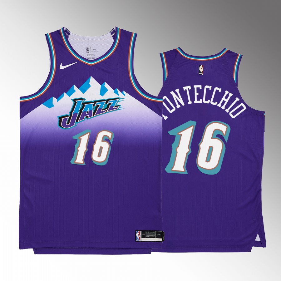 Simone Fontecchio Utah Jazz Purple #16 Hardwood Classics Jersey Remix