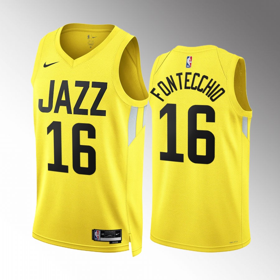 Simone Fontecchio Utah Jazz Yellow #16 Icon Edition Jersey Remix