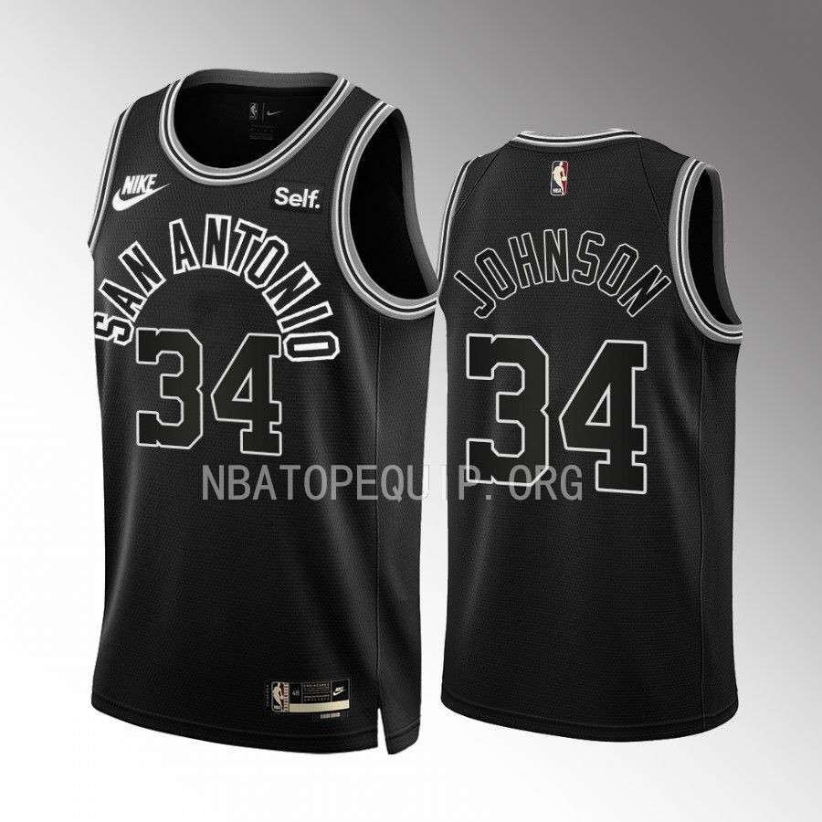 Stanley Johnson San Antonio Spurs Black #34 Classic Edition Jersey Swingman