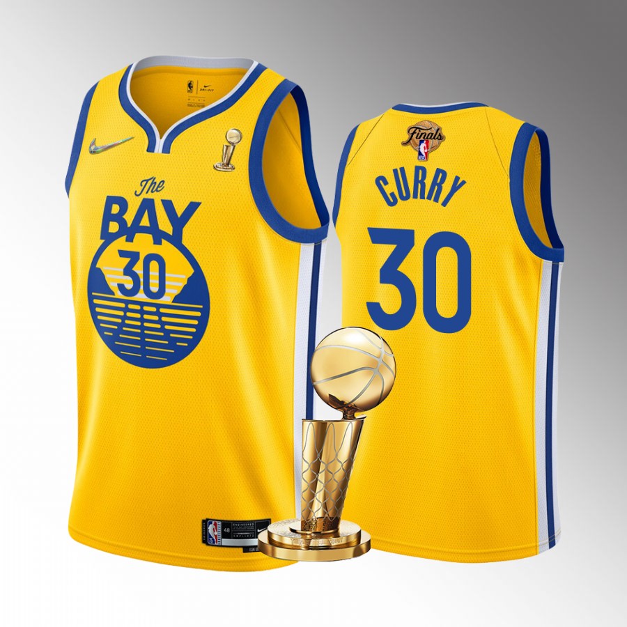 Stephen Curry Finals Champions Golden State Warriors Gold #30 Jersey Statement