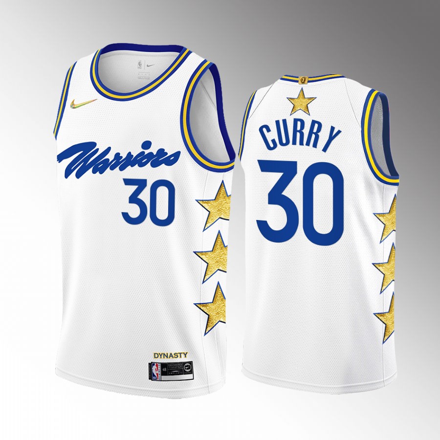 Stephen Curry 7X Champs Golden State Warriors White #30 Jersey Stars Fashion