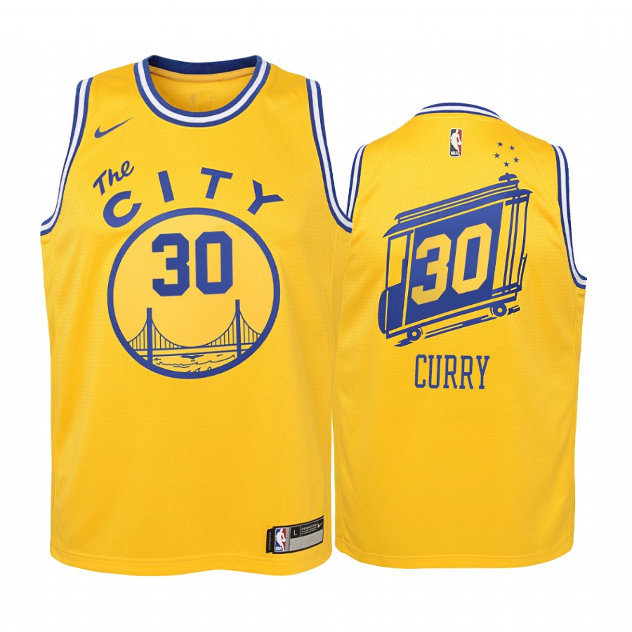 Stephen Curry Golden State Warriors  Hardwood Classics Youth Jersey - Yellow