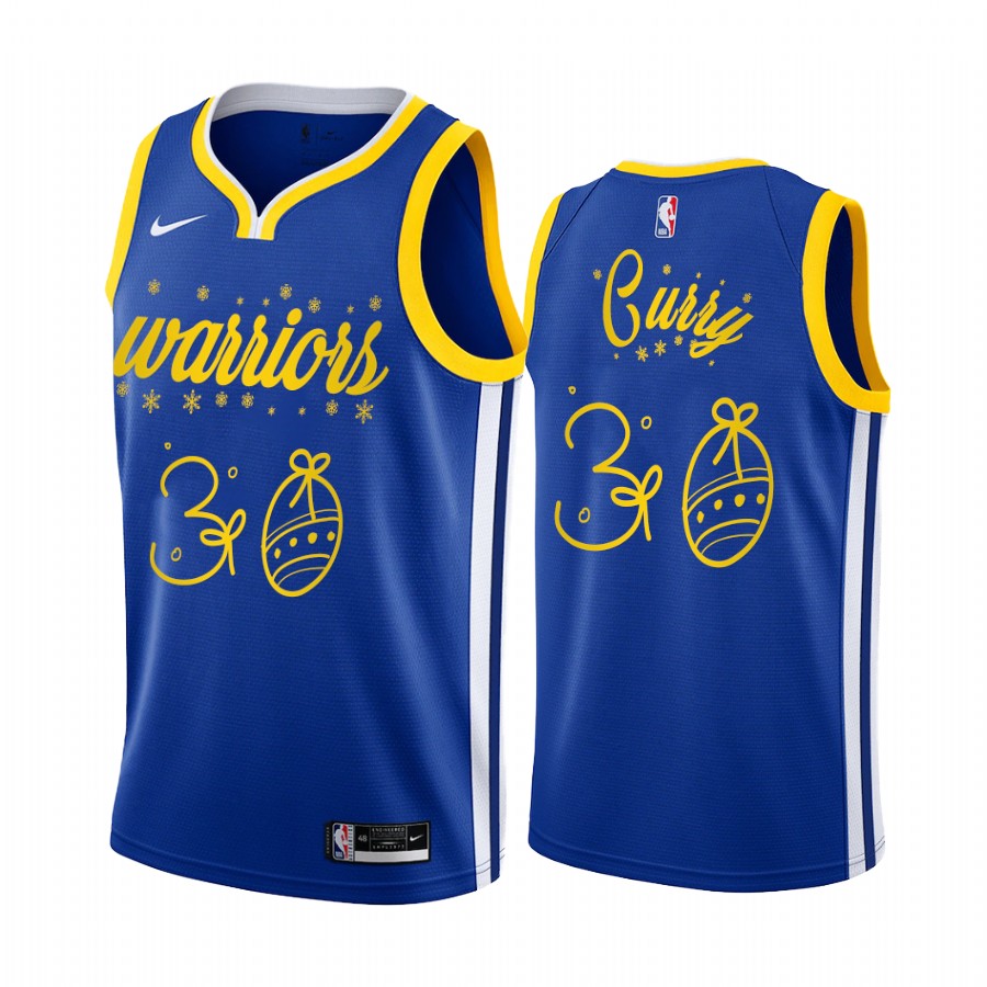 Stephen Curry Golden State Warriors Christmas Night Royal Jersey Festive Special Edition