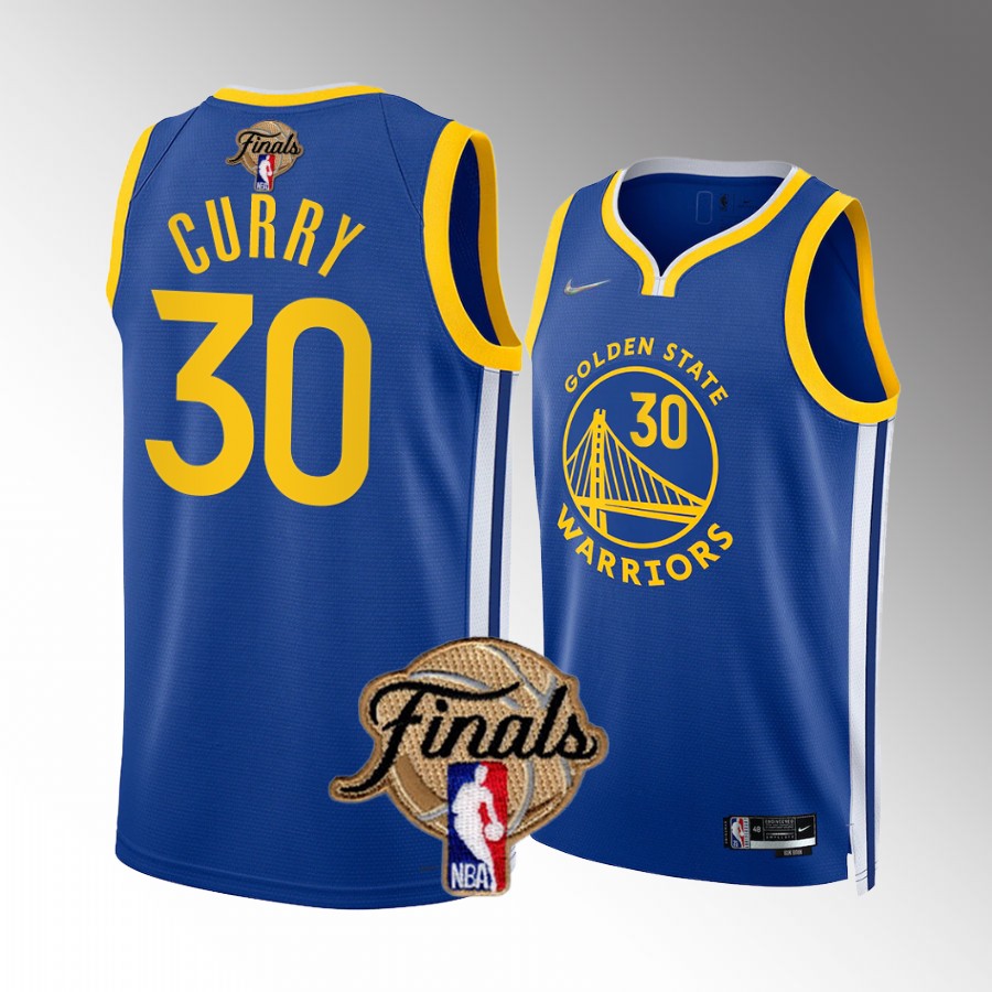 Stephen Curry Golden State Warriors Finals Jersey Royal #30 Diamond Badge Dub