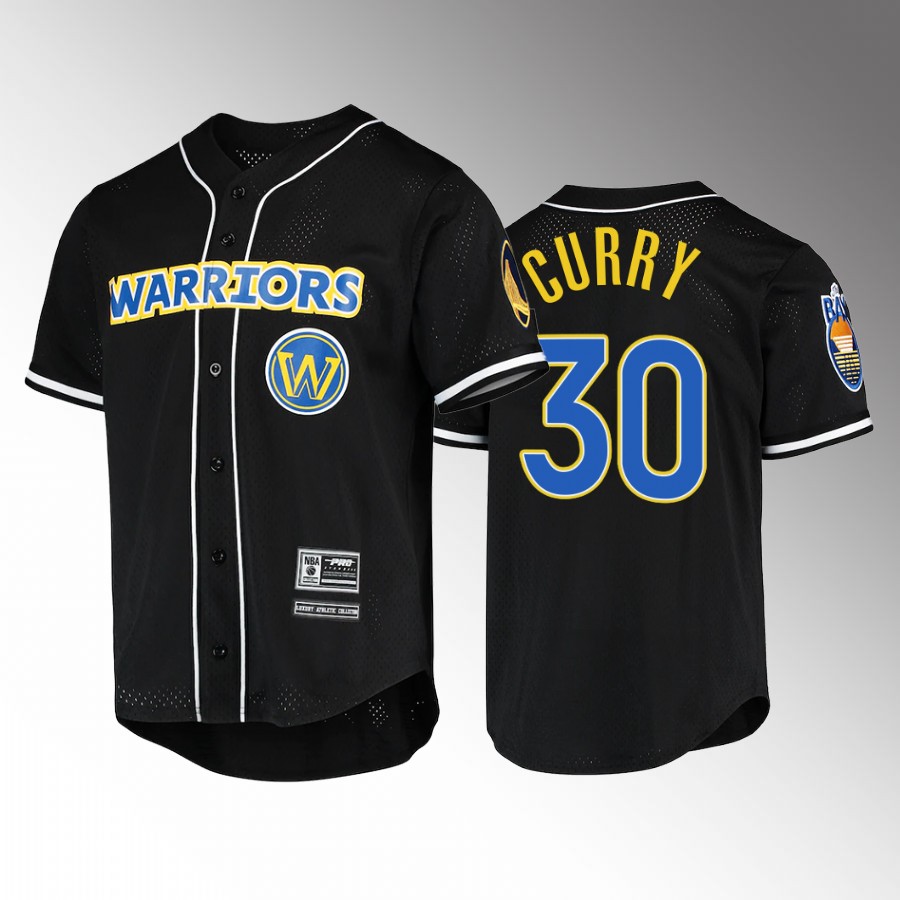Stephen Curry Golden State Warriors Baseball Shirt #30 Black Button-Up Jersey