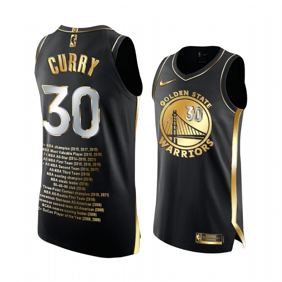 Stephen Curry Golden State Warriors Black Record Setter Jersey Golden
