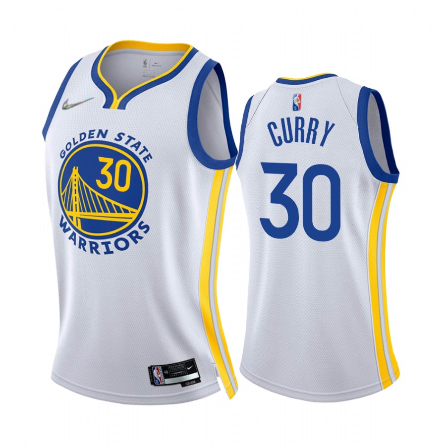 Stephen Curry Golden State Warriors White Association Edition Women Jersey 75th Diamond Badge