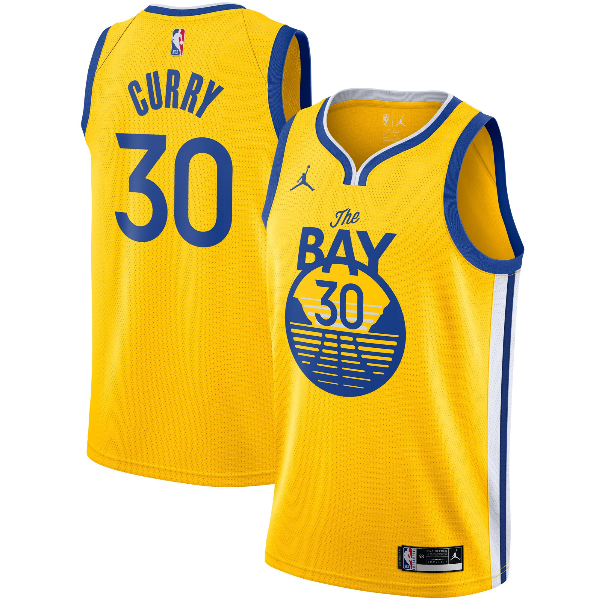 Stephen Curry Golden State Warriors White Gold & Black Gold Statement Gold Jersey - All Stitched