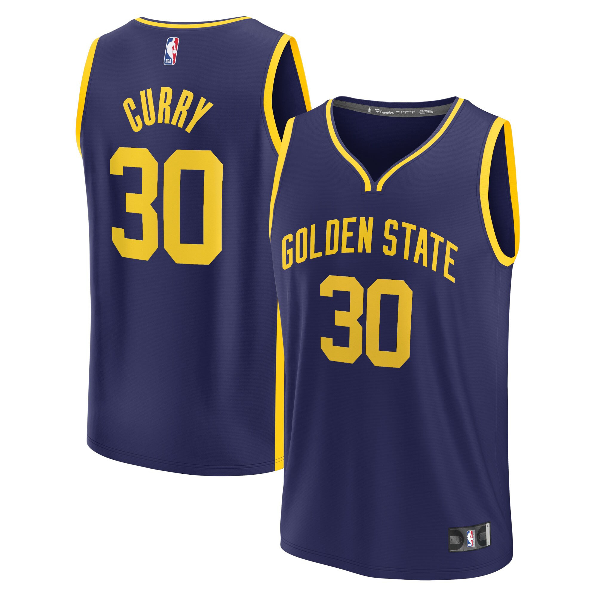 Stephen Curry Golden State Warriors White Gold & Black Gold Statement Navy Jersey - All Stitched