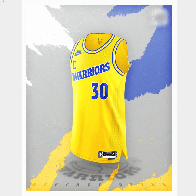 Stephen Curry Golden State Warriors Yellow #30 Jersey Reverse Retro