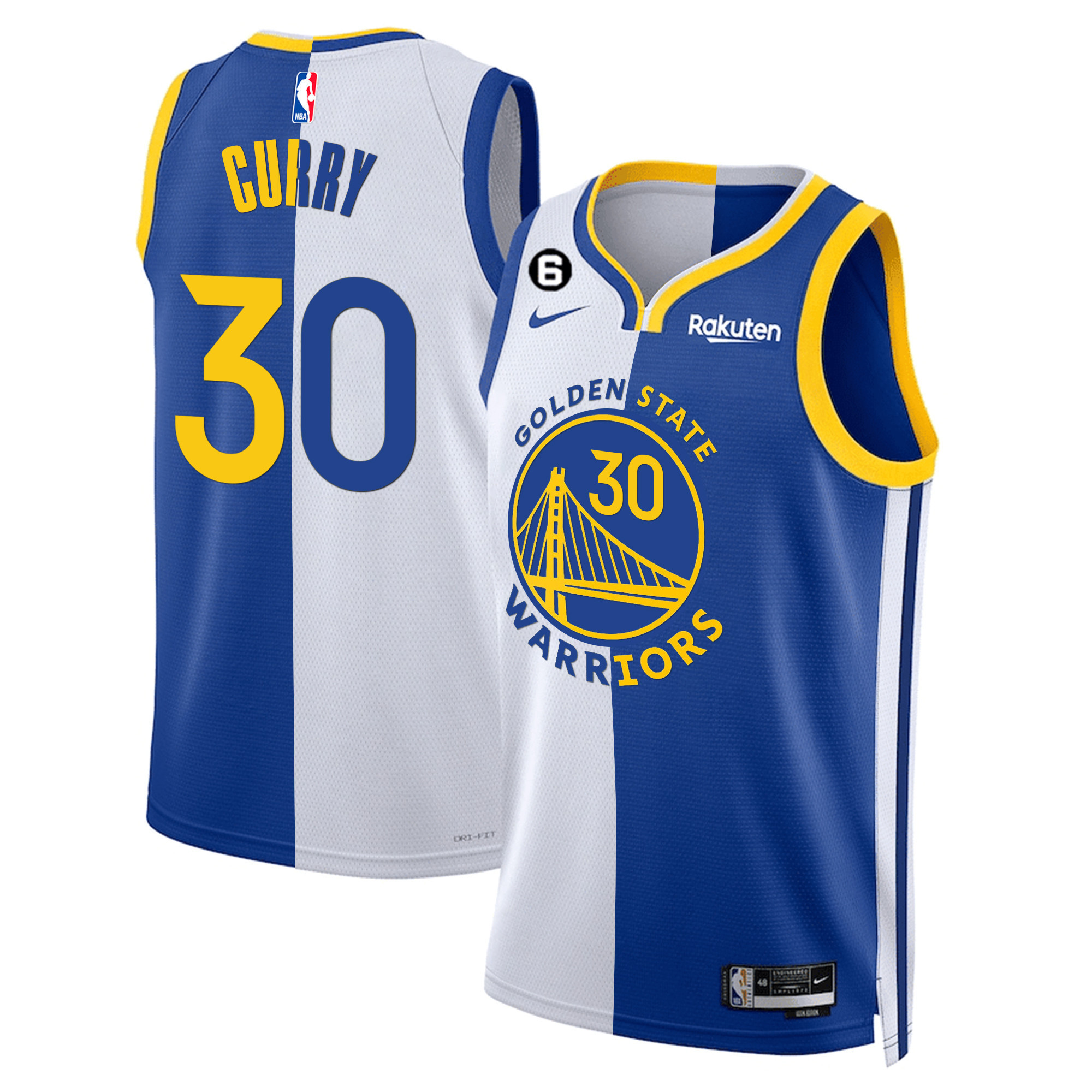 Stephen Curry Men's Golden State Warriors Collection Split Jersey - All Stitched
