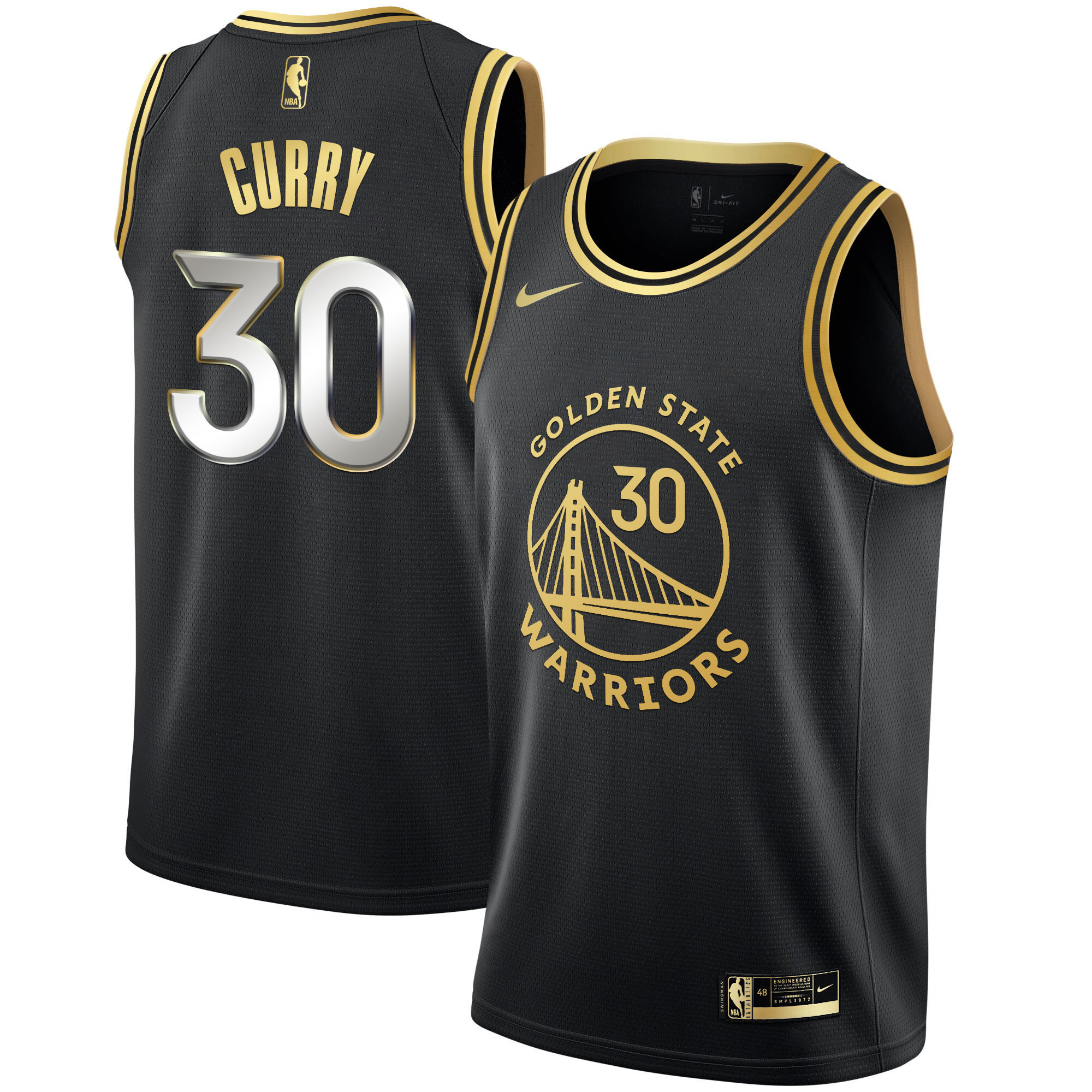 Stephen Curry Men's Golden State Warriors Black Limited & Gold Jersey - All Stitched