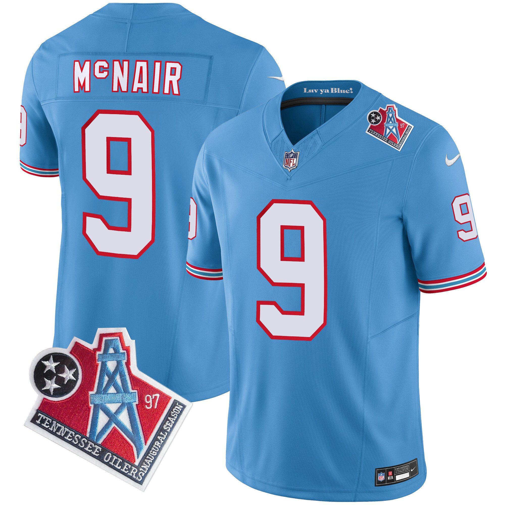 Steve Mcnair Men's Tennessee Titans 1997 Throwback Limited Vapor Light Blue Jersey