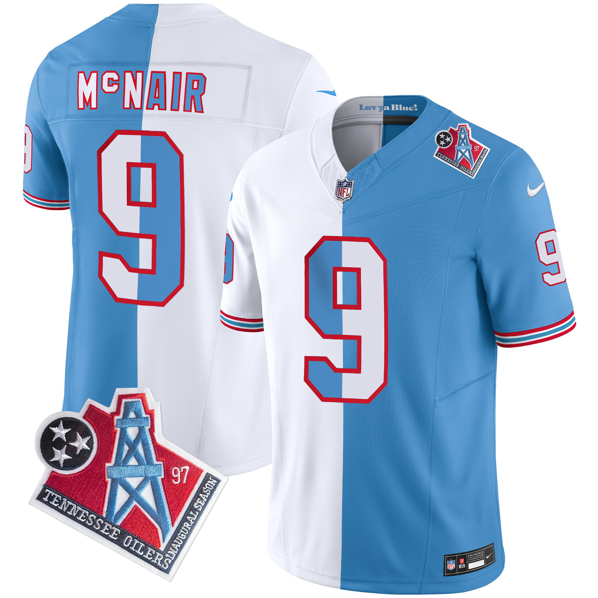 Steve Mcnair Men's Tennessee Titans 1997 Throwback Limited Vapor Split Jersey