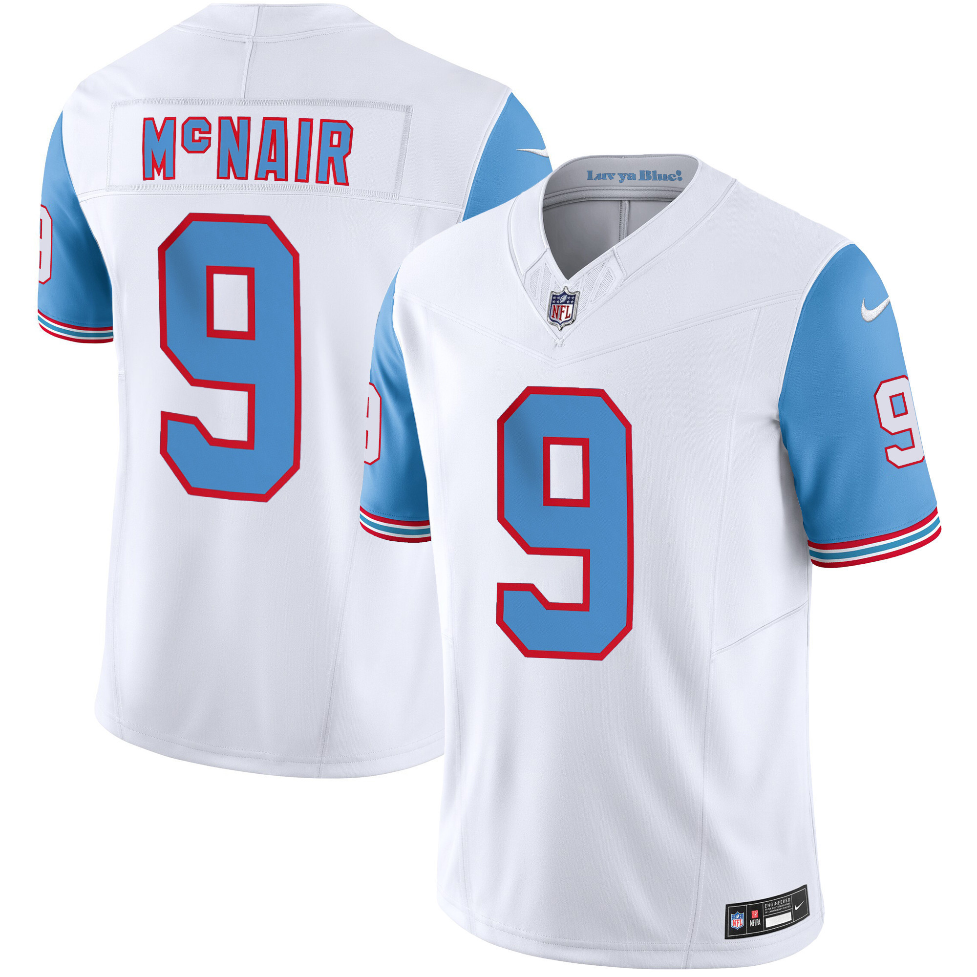 Steve Mcnair Men's Tennessee Titans Throwback Limited Vapor Blue Sleeves Jersey