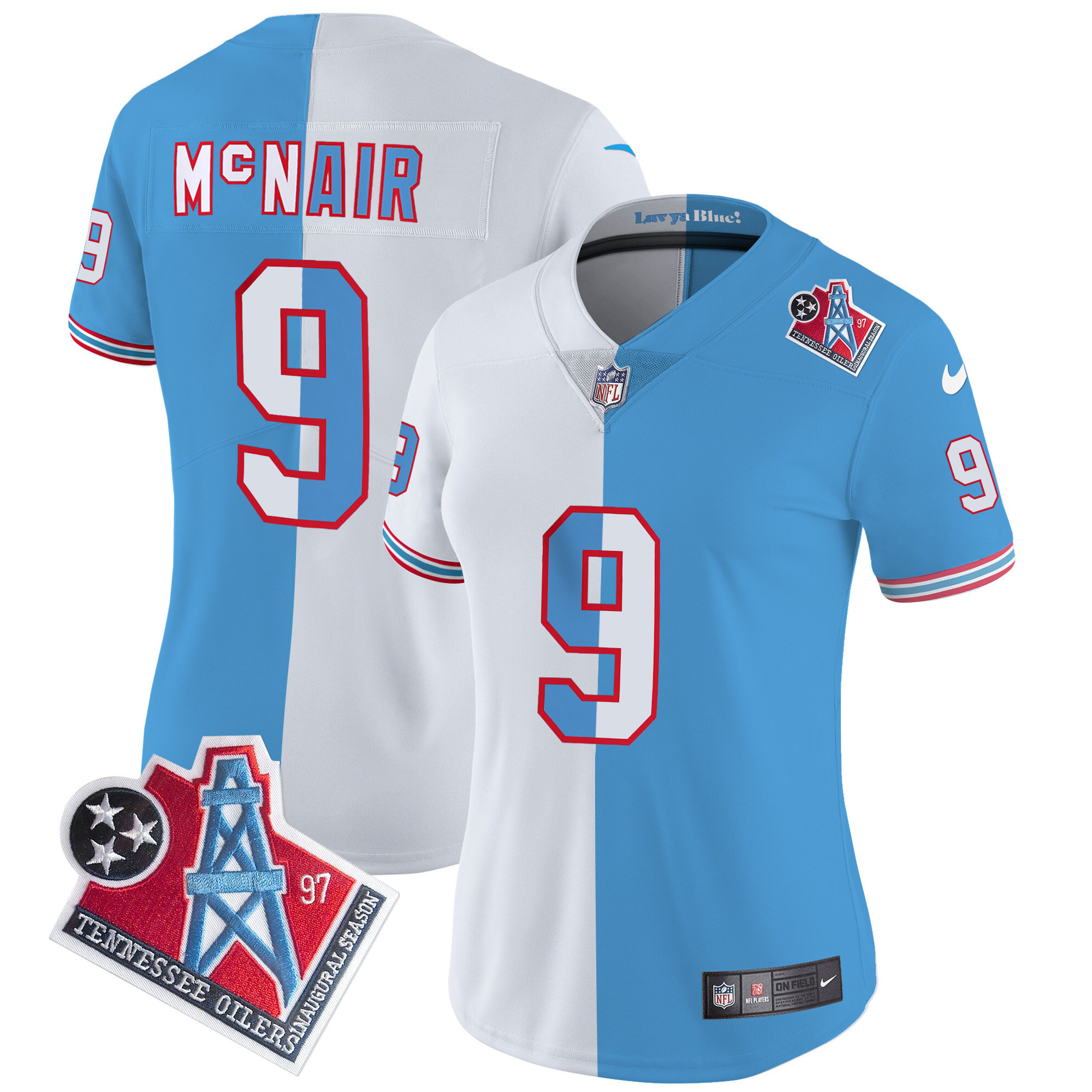 Steve Mcnair Women's Tennessee Titans 1997 Throwback Limited Vapor Split Jersey