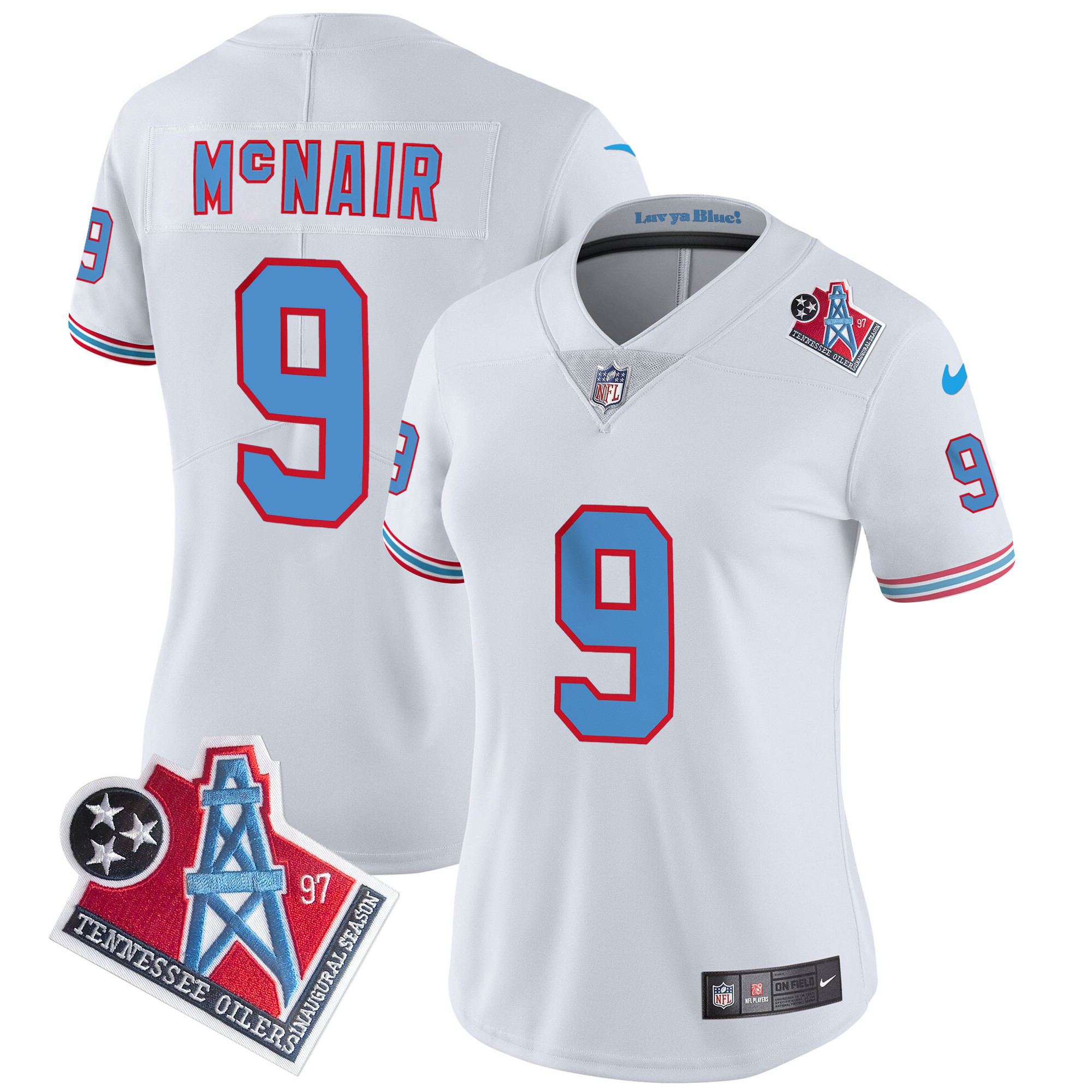 Steve Mcnair Women's Tennessee Titans 1997 Throwback Limited Vapor White Jersey