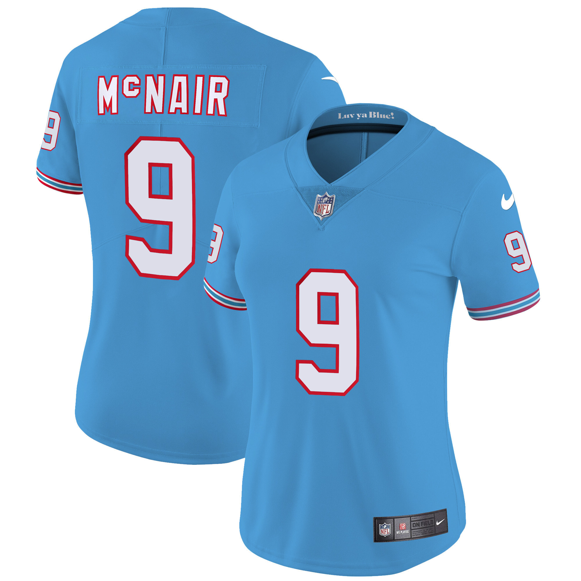 Steve Mcnair Women's Tennessee Titans Throwback Limited Vapor Light Blue Jersey