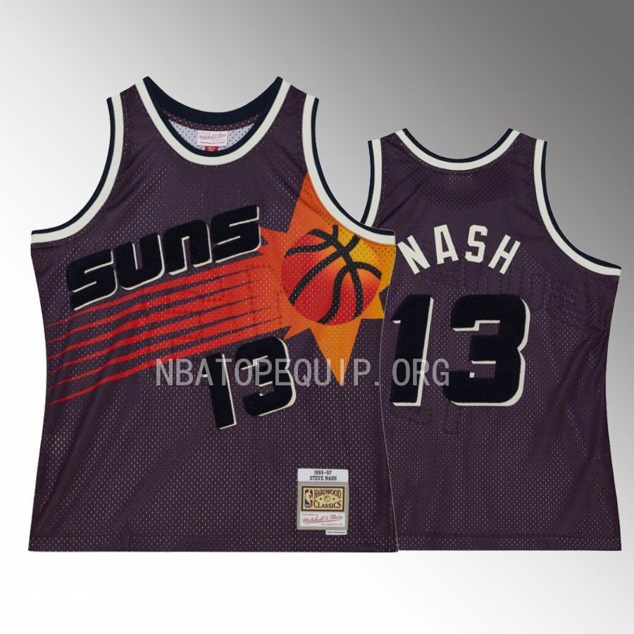 Steve Nash Phoenix Suns #13 Off Court Chenille Jersey Purple Hardwood Classics 1996-97 Men