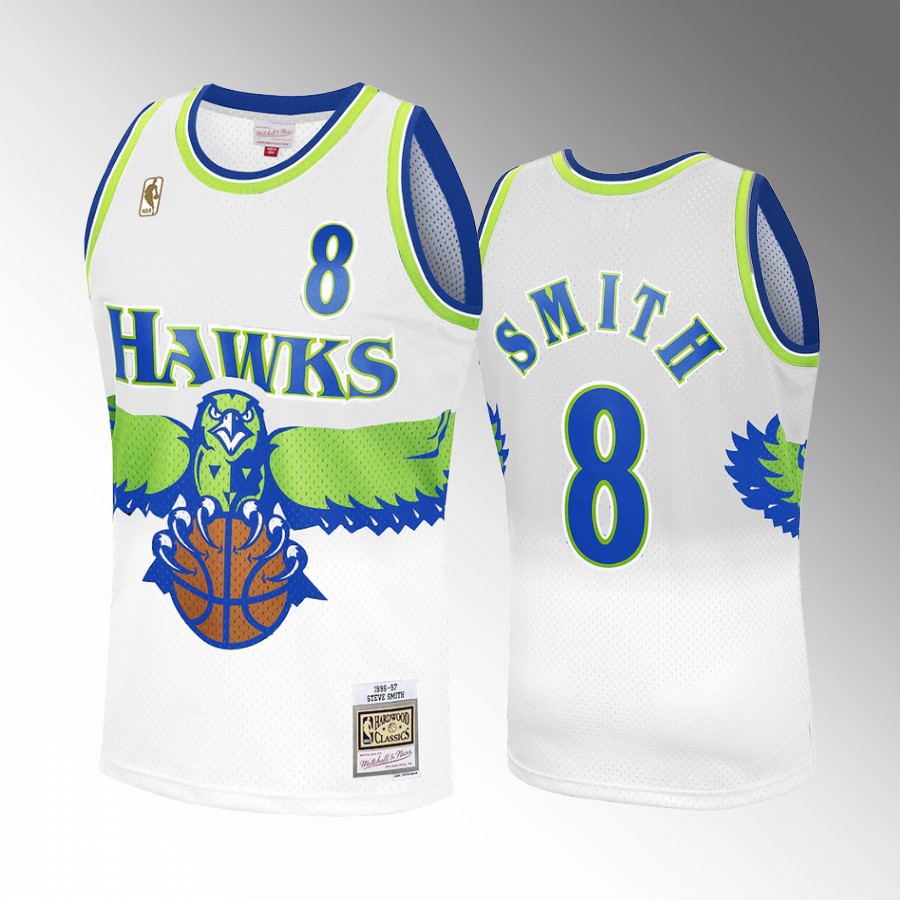 Steve Smith #8 Atlanta Hawks Reload 3.0 White 1996-97 Hardwood Classics Jersey