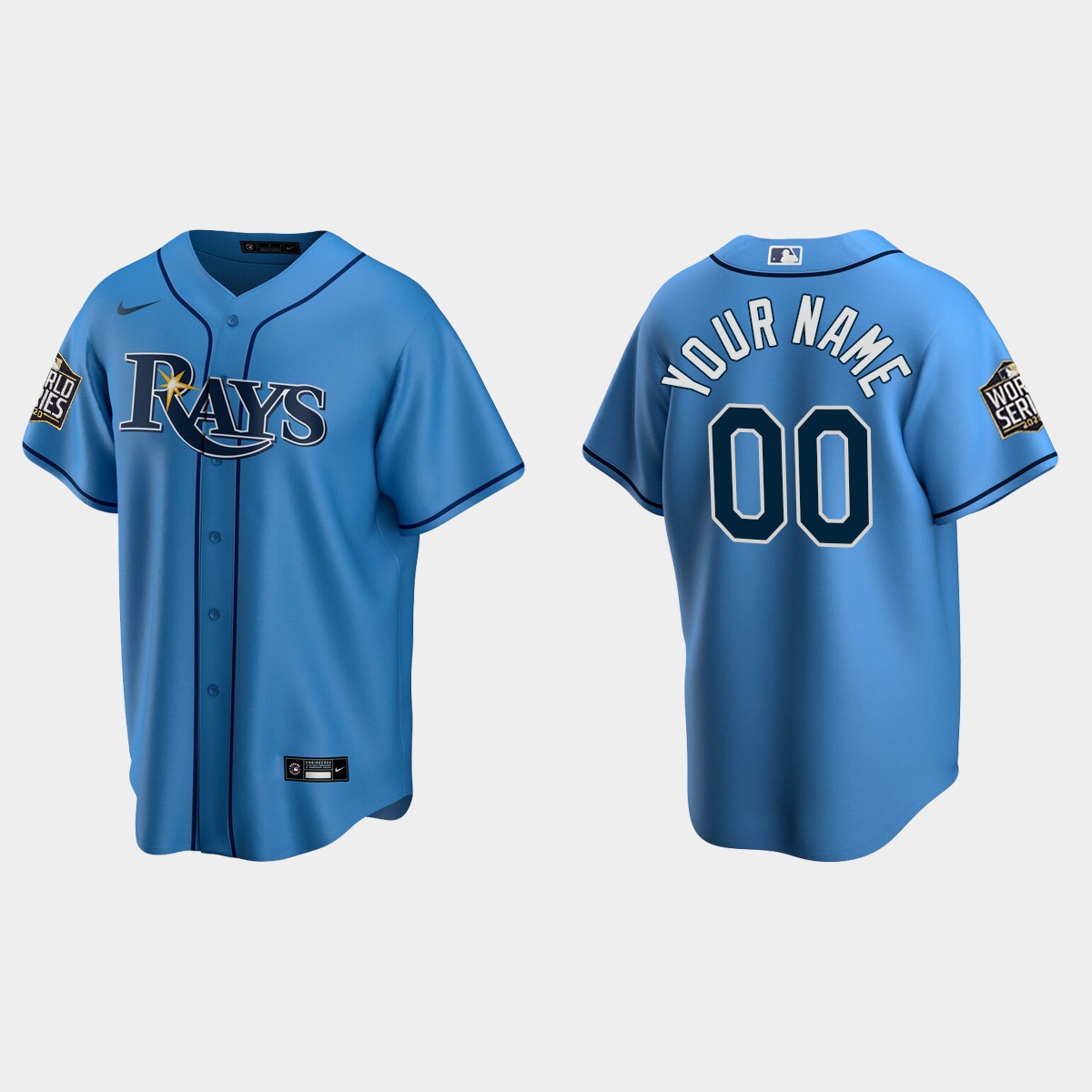 Tampa Bay Rays #00 Custom World Series Alternate Jersey - Light Blue
