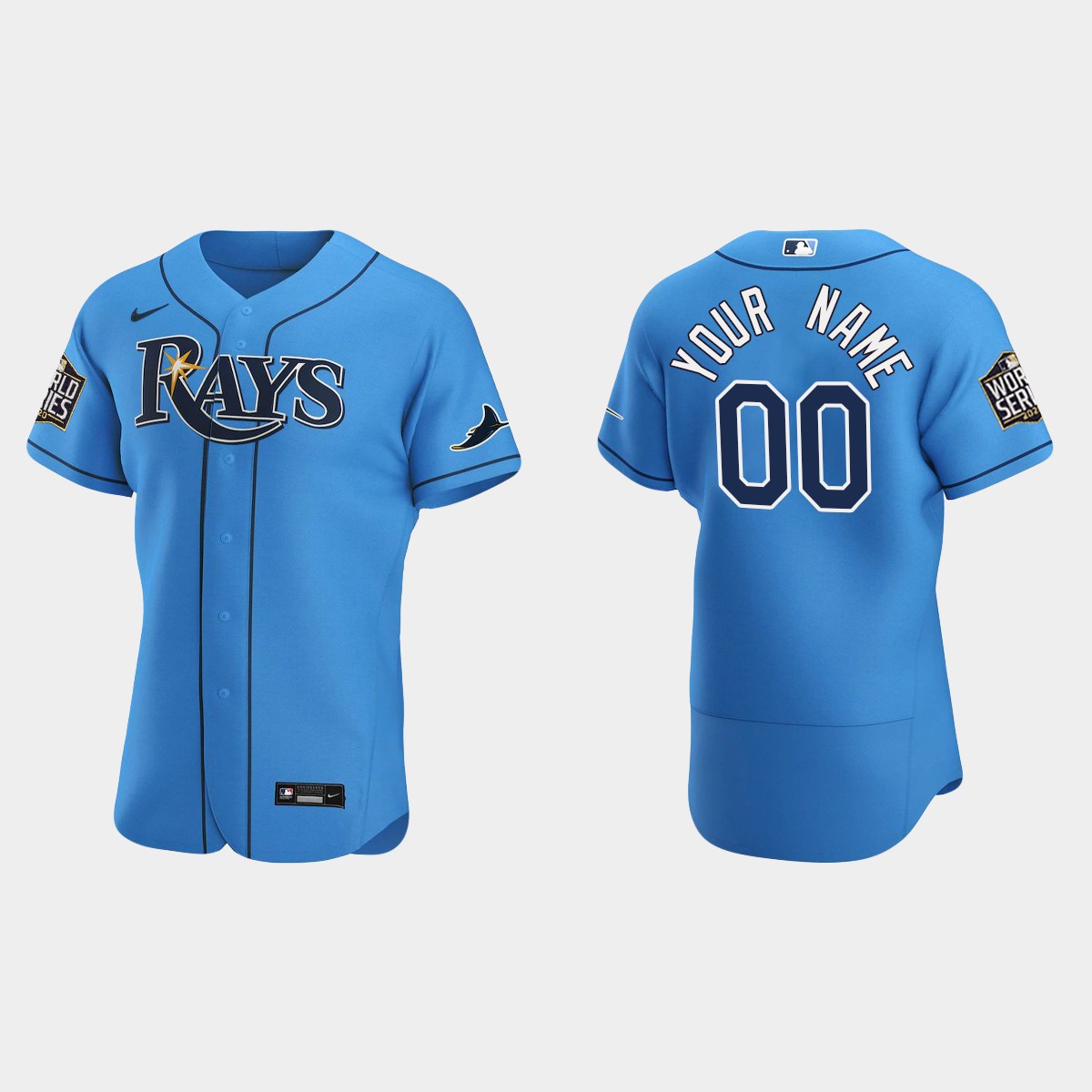 Tampa Bay Rays #00 Custom World Series Alternate Jersey - Light Blue